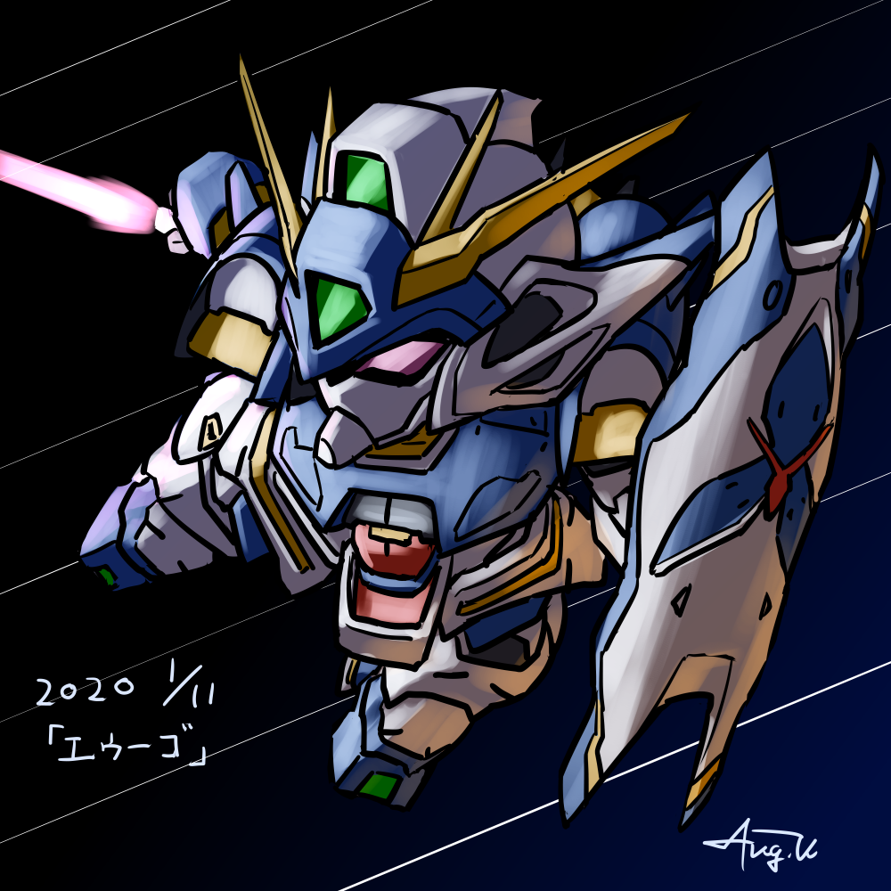 beam_saber, chibi, commentary, dated, ecole_du_ciel, energy_sword, gundam, hagitsuki_yuu