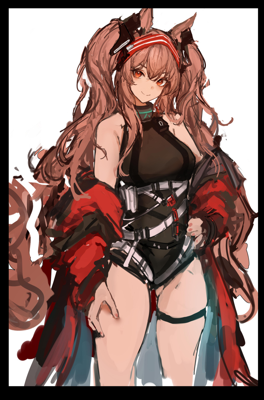 1girl, absurdres, amayouri, angelina_(arknights), angelina_(distinguished_visitor)_(arknights), animal_ears, arknights, ass_visible_through_thighs