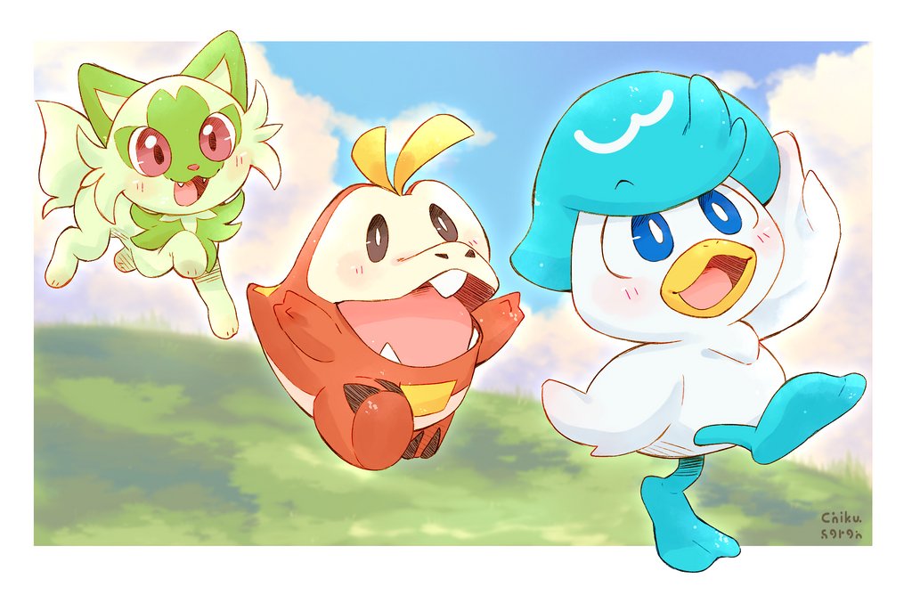 animal_focus, artist_name, black_eyes, blue_eyes, cat, chikuseren, cloudy_sky, crocodile