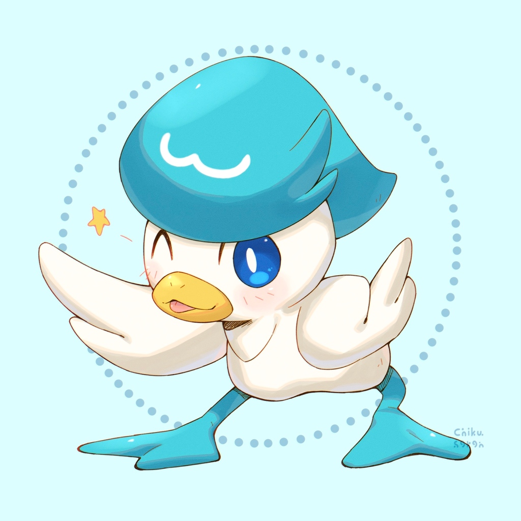 aqua_eyes, artist_name, blue_eyes, chikuseren, circle, one_eye_closed, pokemon, pokemon_(creature)