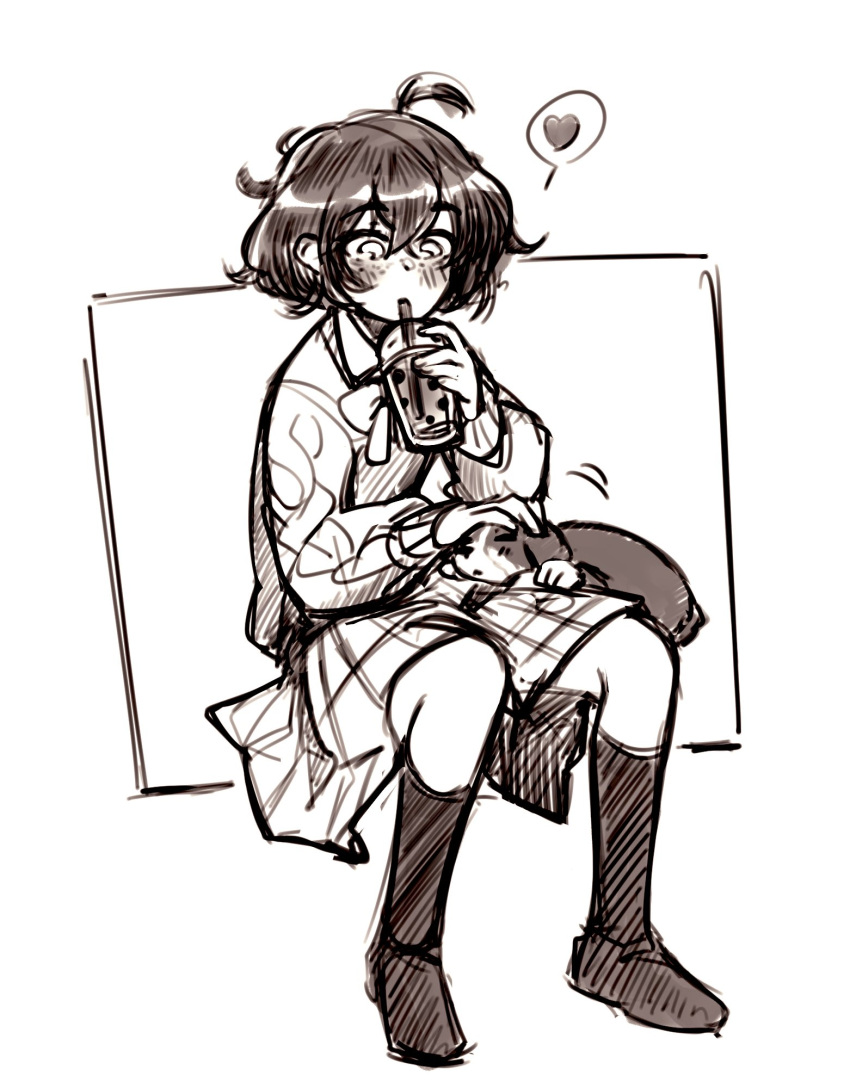 ahoge, ayanobro, bangs, blind_girl's_dog_(popopoka), blind_girl_(popopoka), blush, borrowed_character, bow