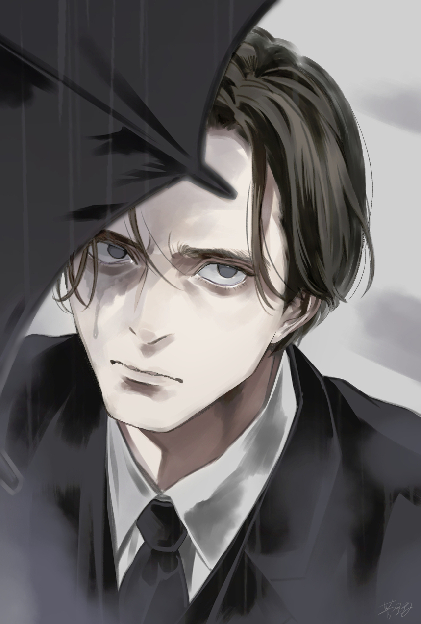 1boy, batman_(series), black_hair, black_jacket, blue_eyes, bruce_wayne, commentary_request, dc_comics