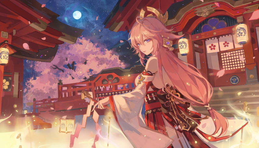 1girl, absurdres, ahoge, animal_ears, architecture, black_bow, bow, breasts