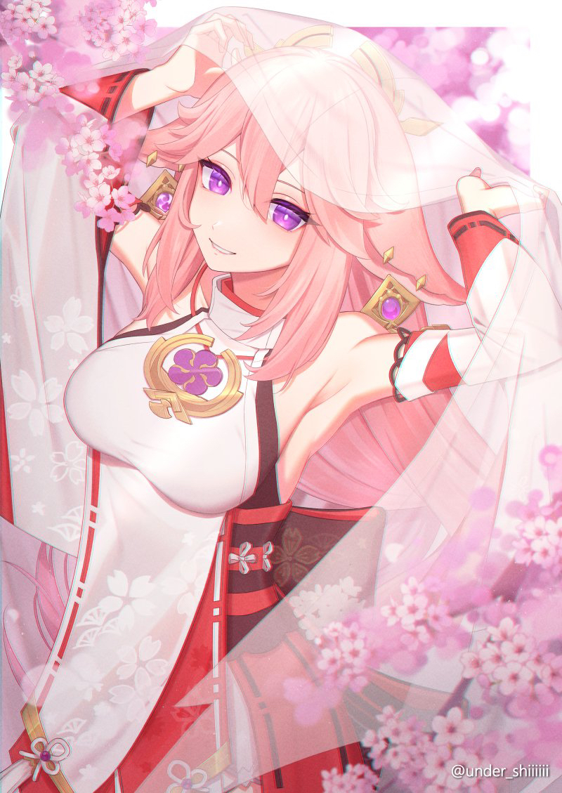 1girl, animal_ears, bangs, bare_shoulders, blush, breasts, detached_sleeves, earrings