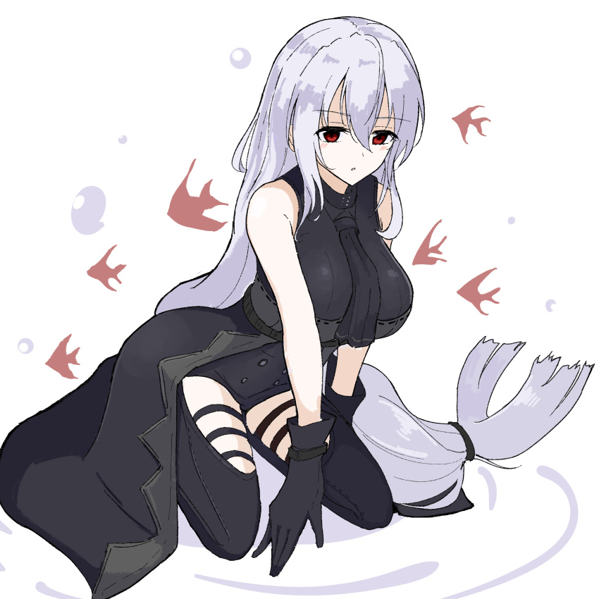 1girl, absurdres, arknights, ascot, bangs, bare_shoulders, black_ascot, black_gloves