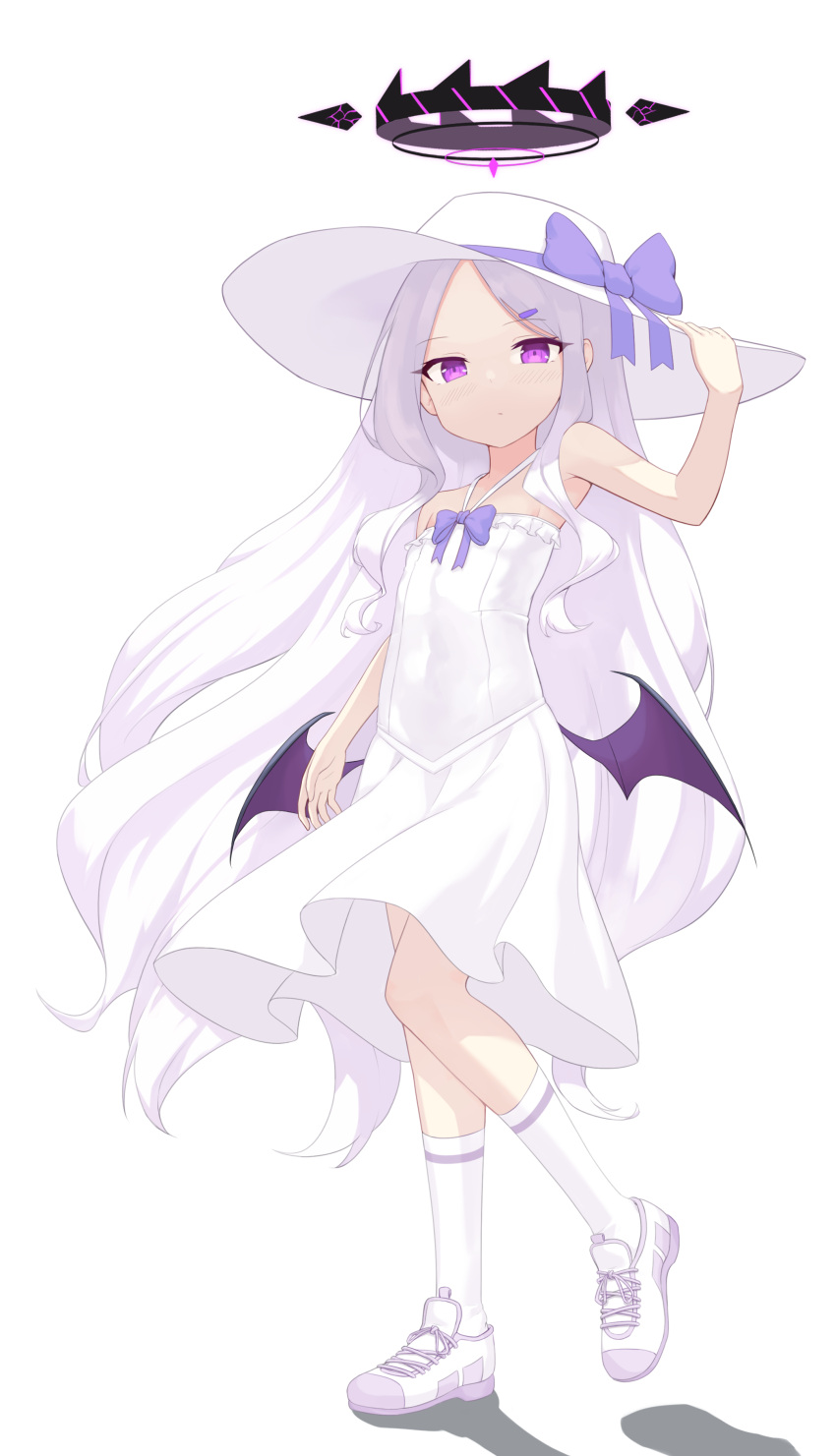 1girl, absurdres, adjusting_clothes, adjusting_headwear, alternate_costume, armpits, bangs, blue_archive