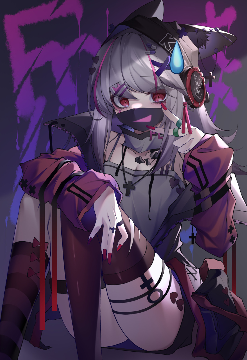1girl, absurdres, alternate_costume, animal_ears, arknights, asymmetrical_legwear, backlighting, bandaid