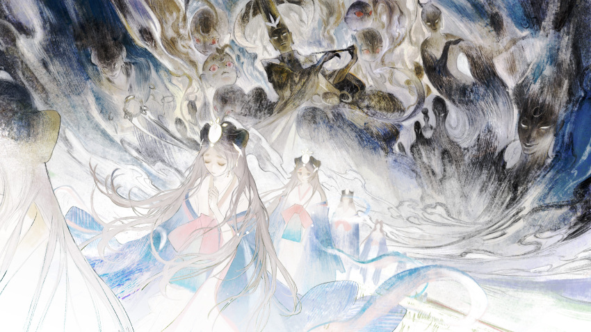 6+girls, 6+others, absurdres, ajzren, angry, aura, character_request, closed_eyes