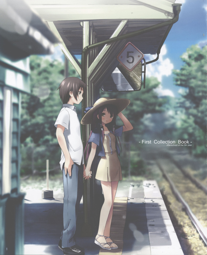 1girl, 5_nenme_no_houkago, absurdres, artbook, black_hair, c72, couple, dress