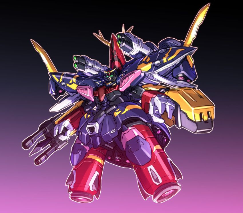 fusion, gun, gundam, gundam_unicorn, highres, holding, holding_gun, holding_weapon