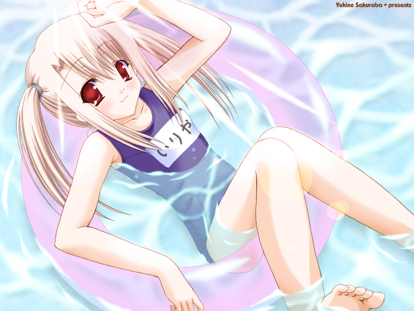 fate/stay_night, illyasviel_von_einzbern, loli, sakuraba_yukine, school_swimsuit, swimsuit, water