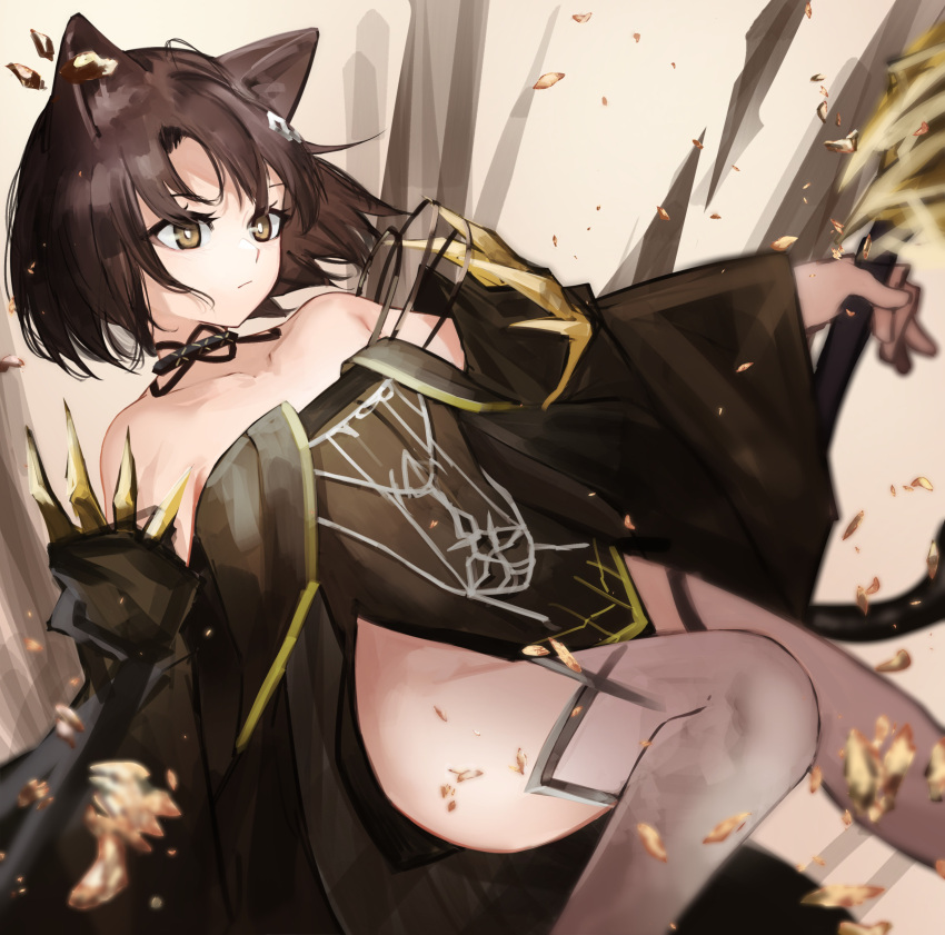 1girl, absurdres, animal_ears, ao_oni_(onioni-aoi), arknights, bangs, bare_legs, bare_shoulders