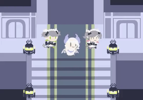 3girls, animated, animated_gif, closed_eyes, duel_monster, grey_hair, hands_on_hips, helltaker