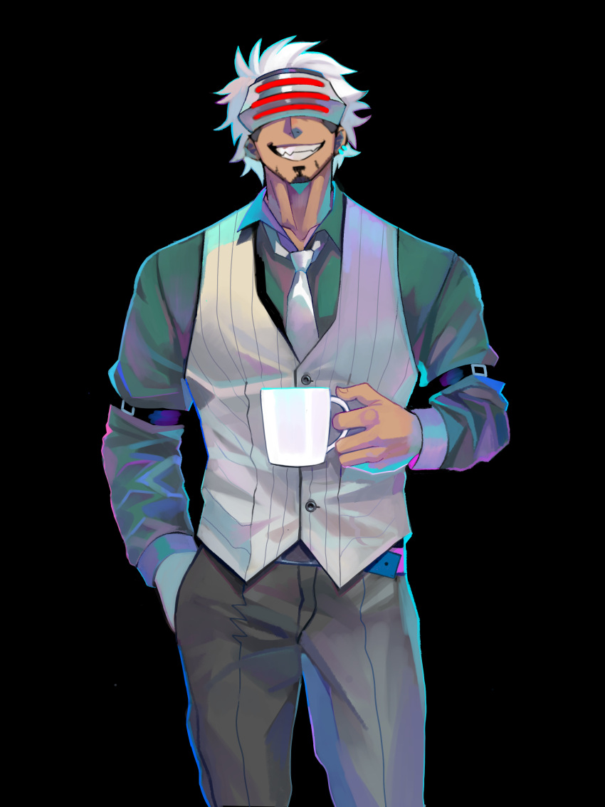 1boy, absurdres, ace_attorney, belt, black_pants, buttons, coffee, coffee_mug
