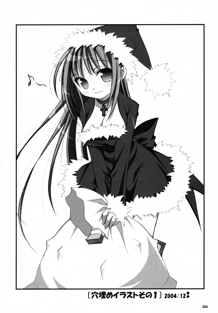 christmas, cleavage, monochrome, oshaban, sasahiro