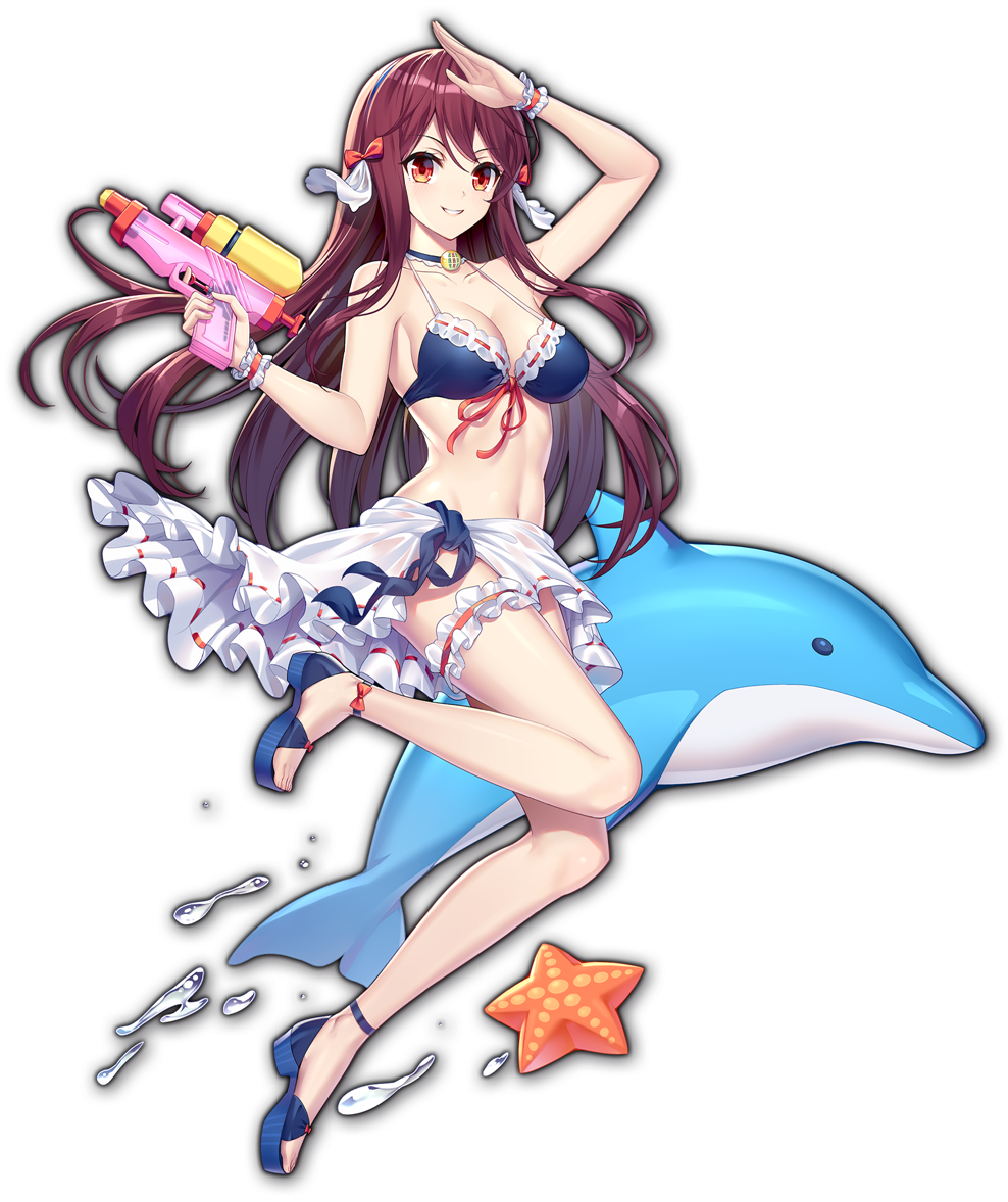 1girl, animal, artist_request, bikini, blue_footwear, bow, choker, dolphin