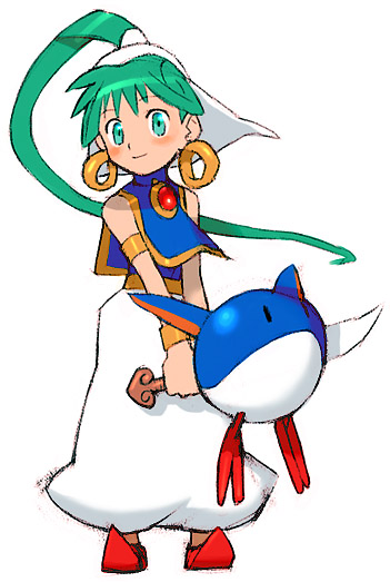 1girl, arabian_clothes, armlet, asha_(monster_world), blue_eyes, bracelet, earrings, full_body