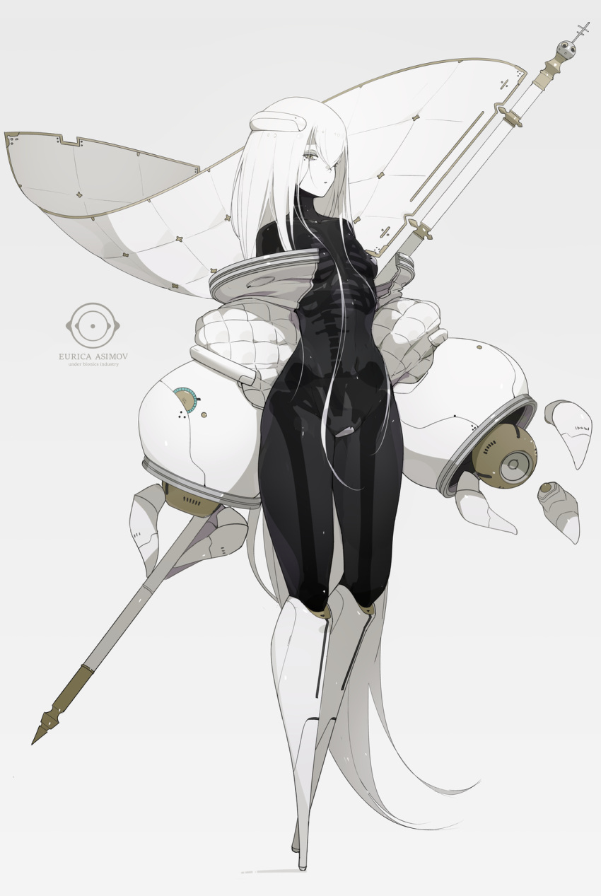 1girl, alternate_breast_size, alternate_height, android, banner, black_skin, breasts, colored_skin