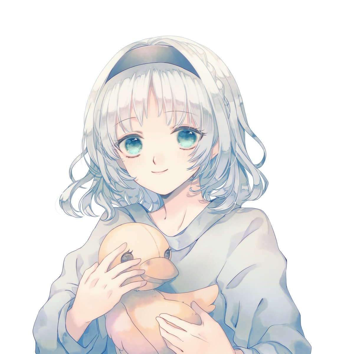 1girl, angel, braid, casual, commission, green_eyes, hairband, halo_removed