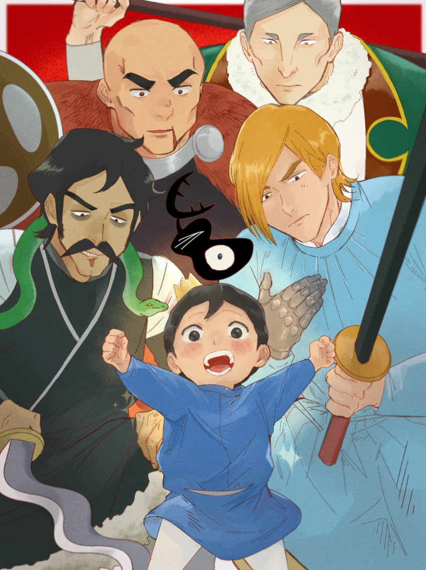 5boys, apis_(ousama_ranking), bebinn, black_eyes, black_hair, blush, bojji, chan_man