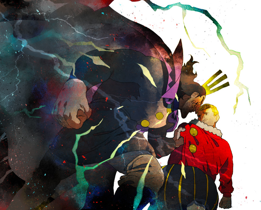 2boys, angry, black_eyes, black_hair, blonde_hair, brothers, crown, desha_(ousama_ranking)