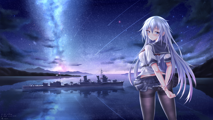 1girl, absurdres, aperture, ass, black_legwear, black_sailor_collar, breasts, cannon