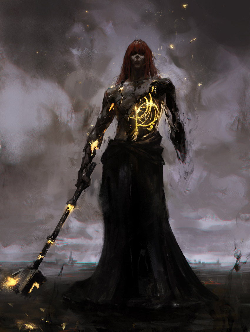 1boy, cracked_skin, dino_(dinoartforame), elden_ring, elden_ring_(object), facing_viewer, hammer, highres