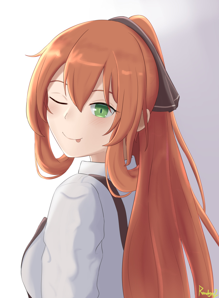:p, absurdres, bangs, bow, breasts, girls_frontline, green_eyes, hair_between_eyes