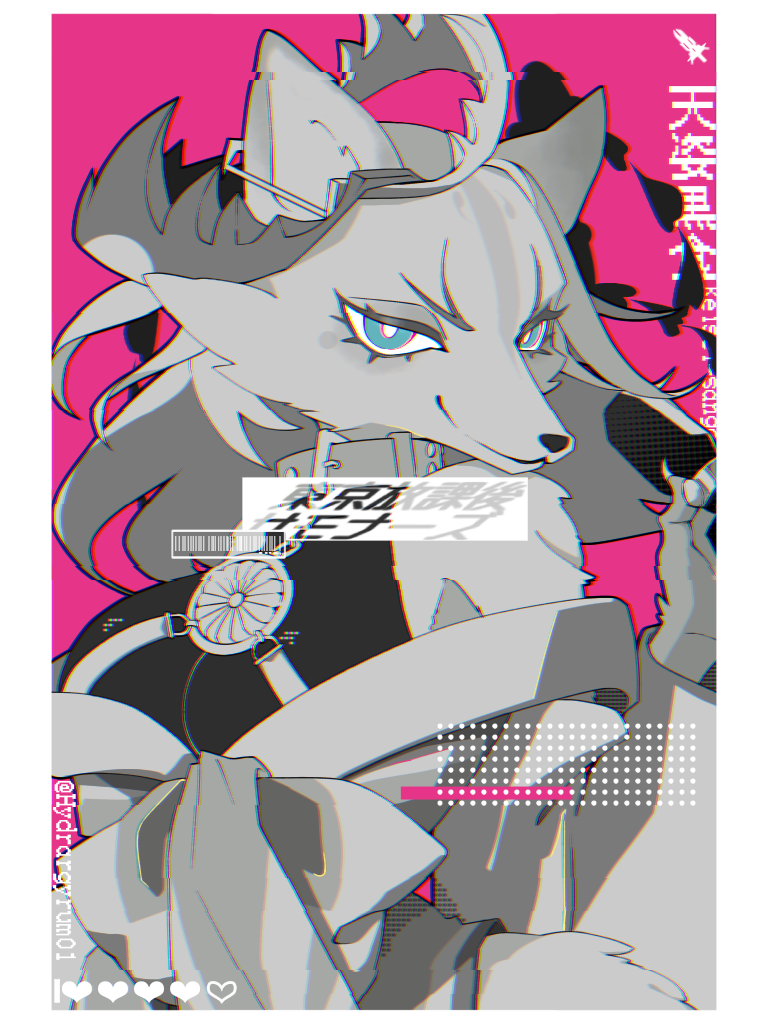 1girl, anaglyph, animal_ears, animal_nose, bangs, barcode, blue_eyes, body_fur