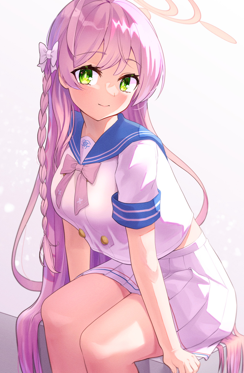 1girl, absurdly_long_hair, absurdres, bangs, blue_archive, bow, bowtie, braid