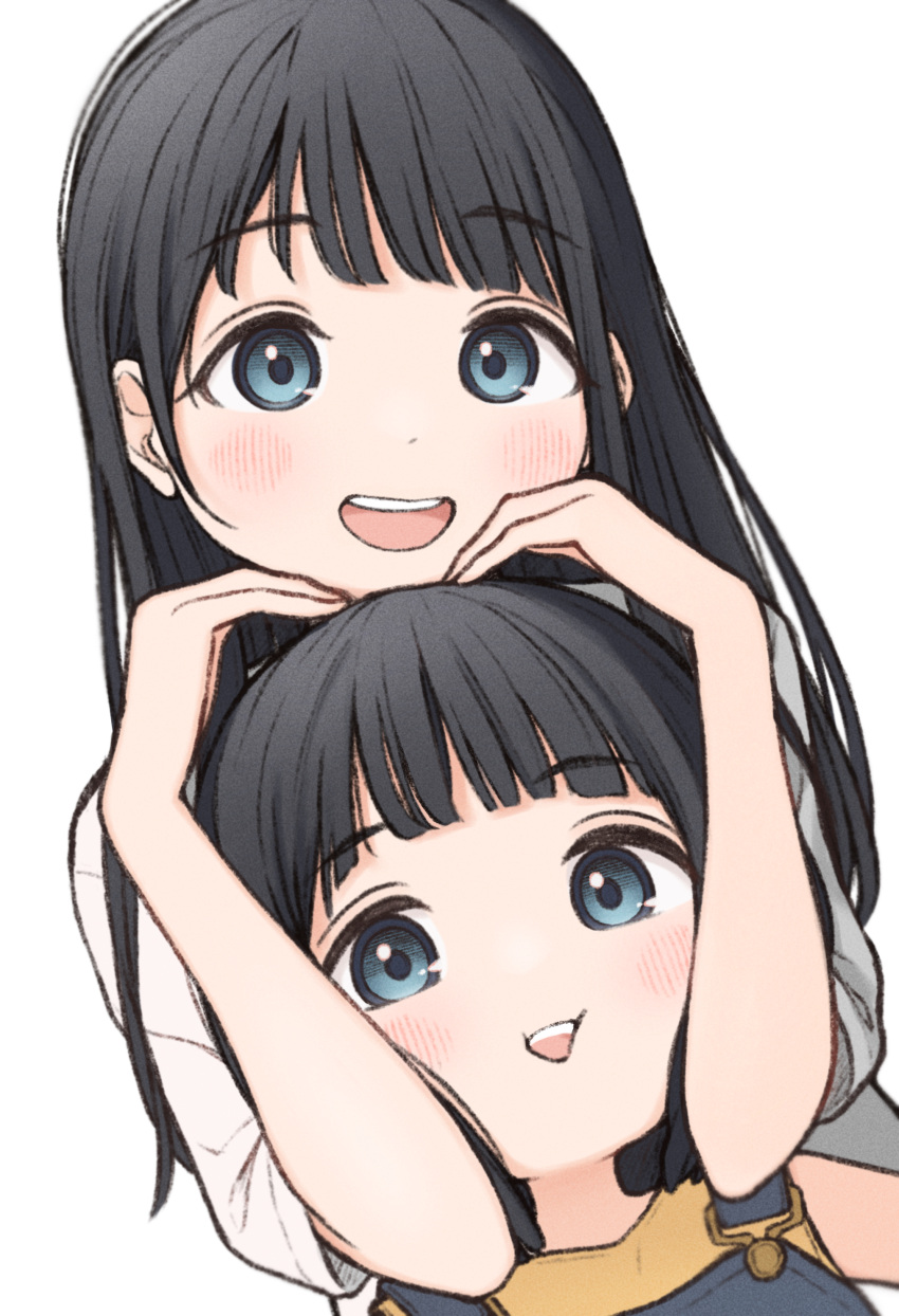 1ssakawaguchi, 2girls, :d, absurdres, akebi-chan_no_serafuku, akebi_kao, akebi_komichi, bangs