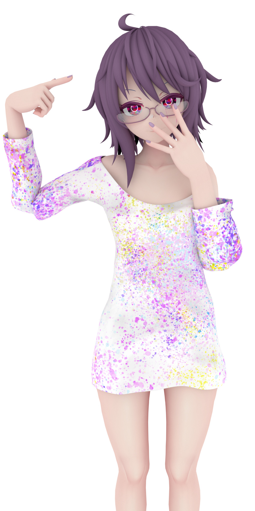 3d, absurdres, breasts, glasses, highres, hitnex, kobaryo, original