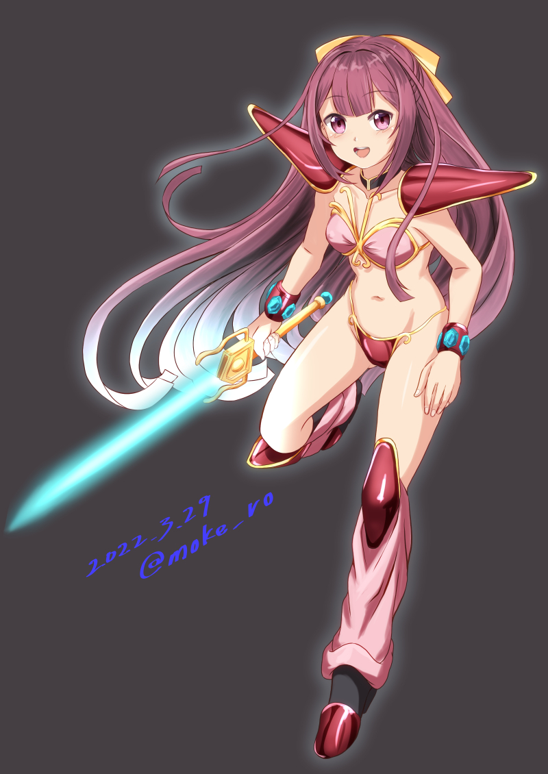 1girl, armor, ayanokouji_rem, ayanokouji_rem_(cosplay), bikini_armor, bow, breasts, cosplay