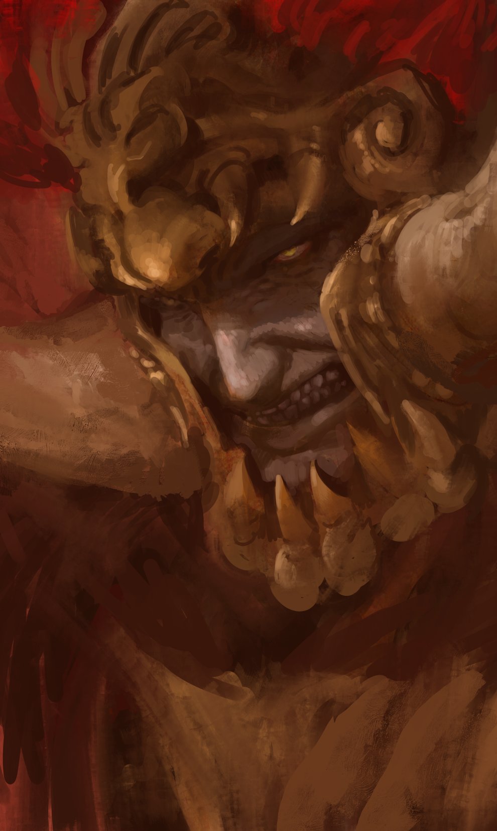 1boy, clenched_teeth, elden_ring, fake_horns, helmet, highres, horned_helmet, horns
