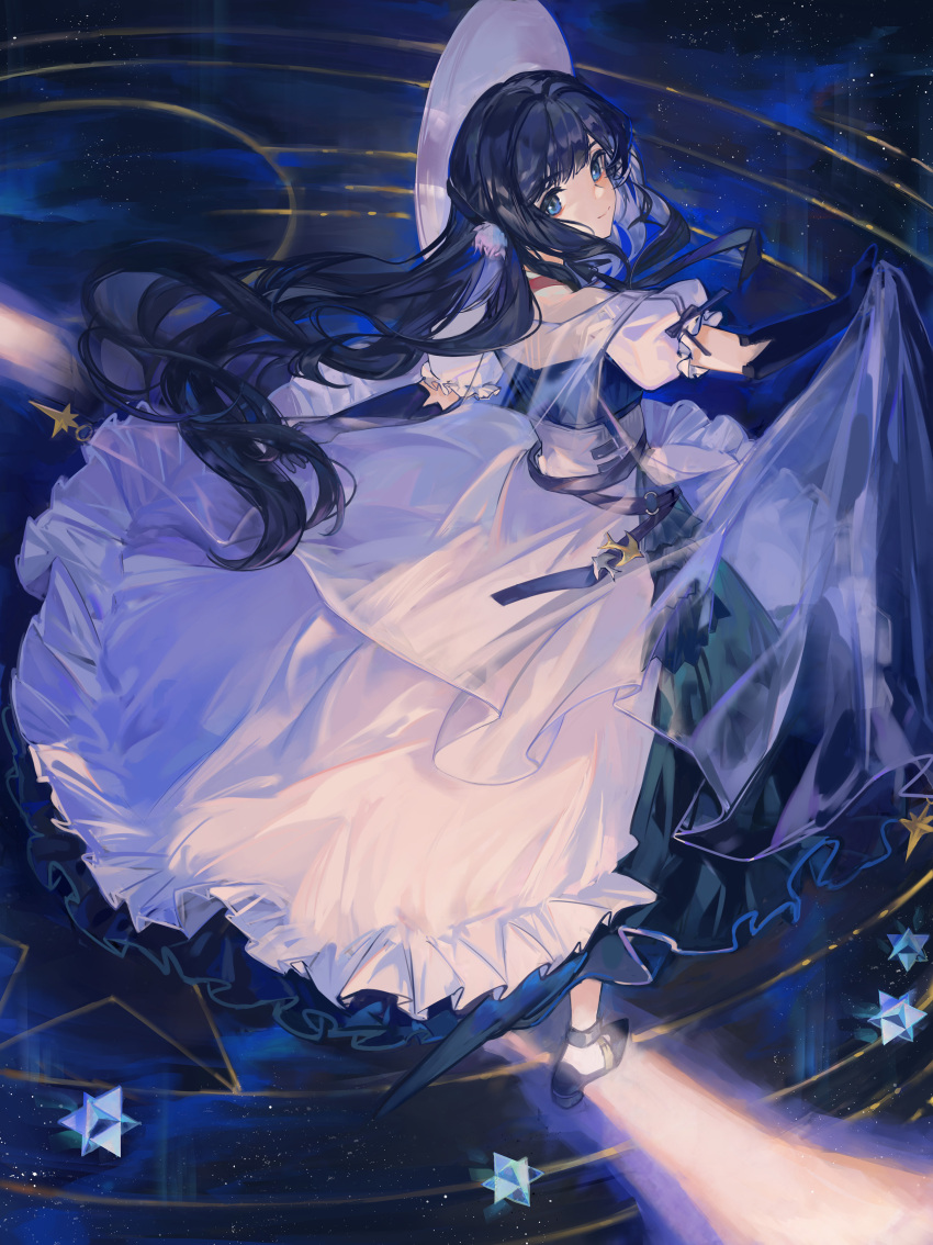 1girl, absurdres, arknights, astesia_(arknights), astesia_(starseeker)_(arknights), bangs, bare_shoulders, black_dress