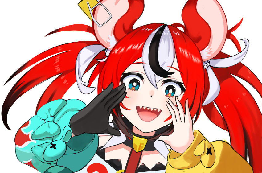 1girl, :d, absurdres, animal_ear_fluff, animal_ears, b-pang, bangs, black_gloves