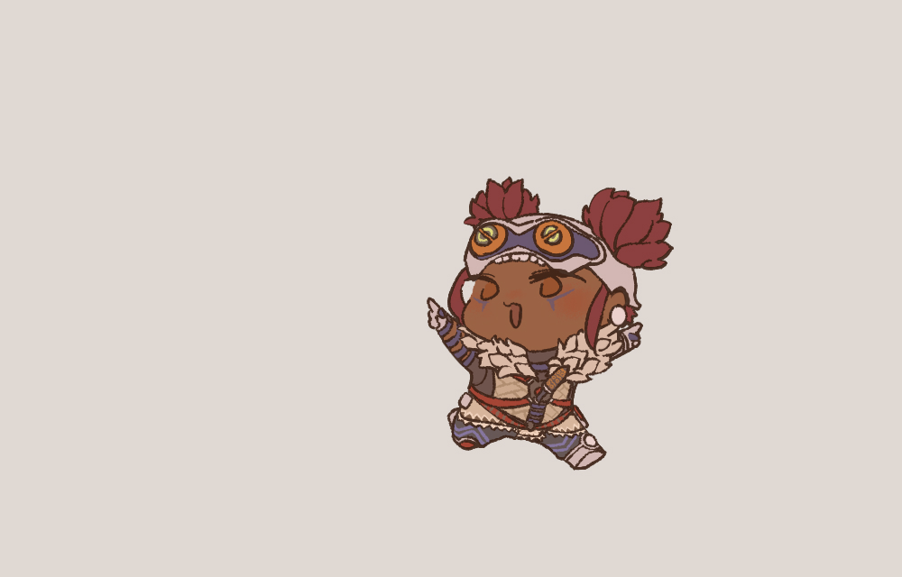 1girl, apex_legends, beige_background, black_bodysuit, bodysuit, brown_eyes, chibi, combat_survivalist_lifeline