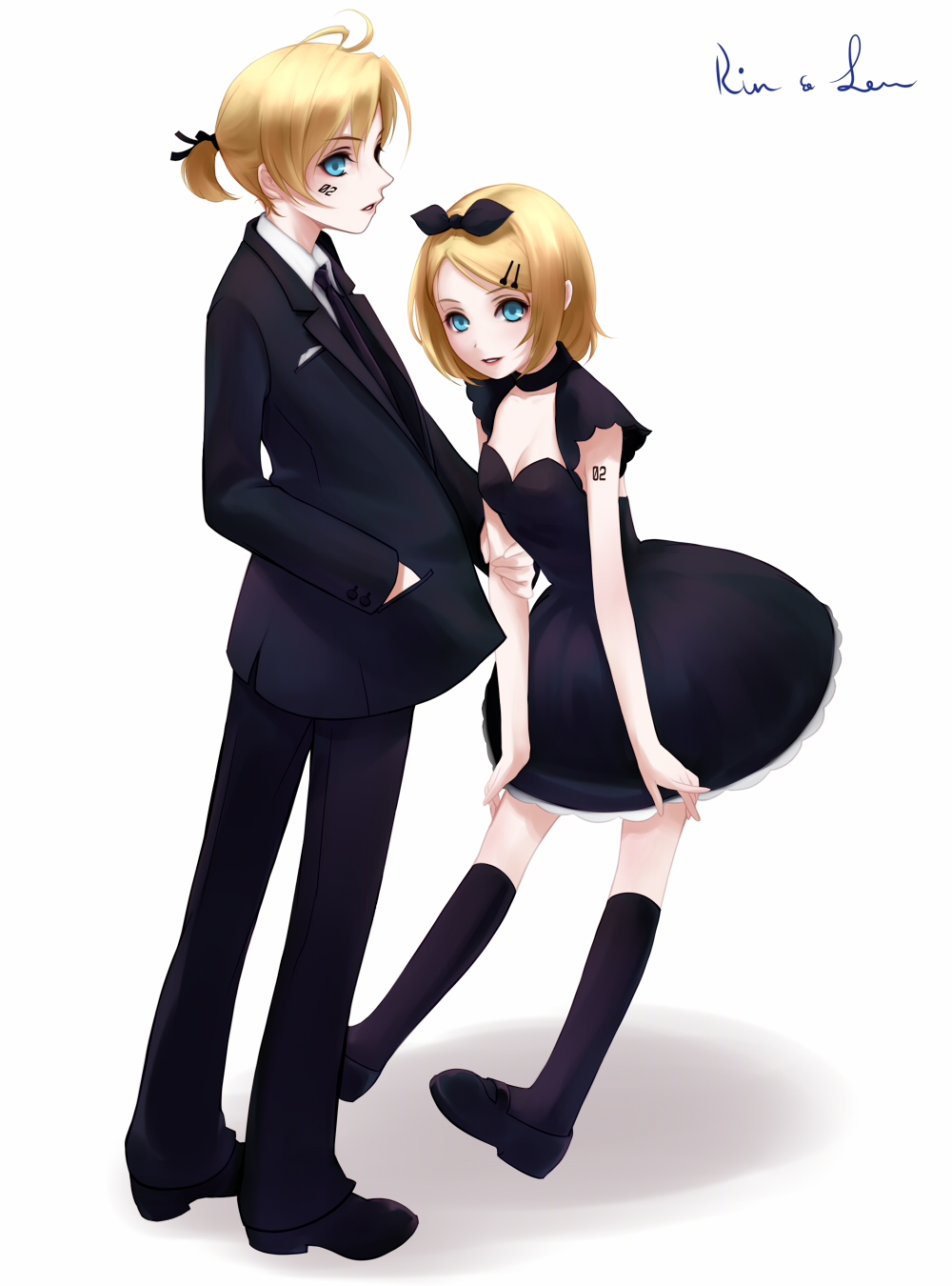 dress, kagamine_len, kagamine_rin, vocaloid, yorisuke
