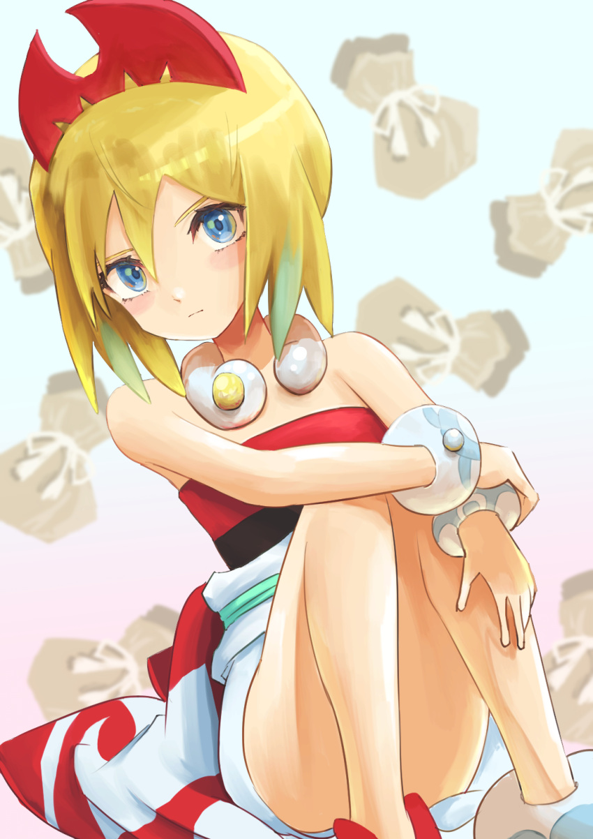 1girl, arm_wrap, blonde_hair, blue_eyes, hairband, highres, irida_(pokemon), jewelry