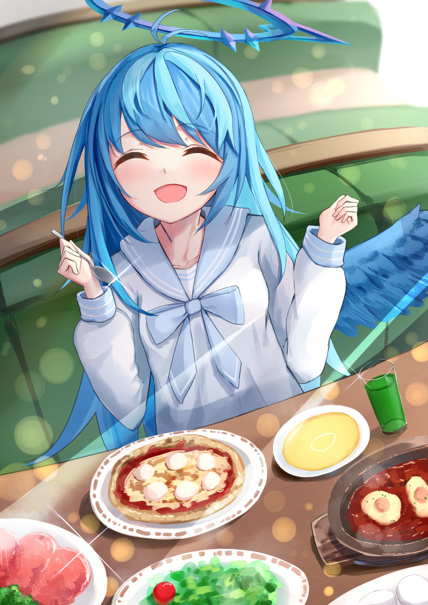 1girl, :d, ^_^, absurdres, akinakesu-chan, antenna_hair, bangs, blue_bow