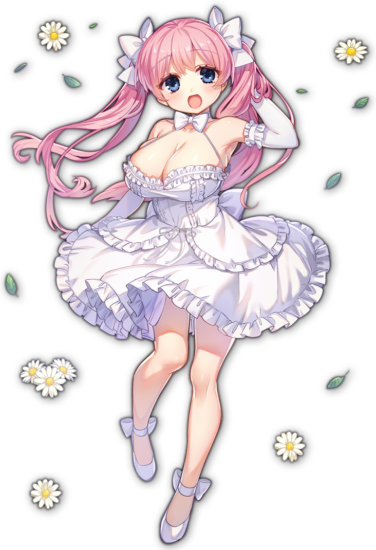 1girl, artist_request, bow, bowtie, breasts, daisy, dress, elbow_gloves