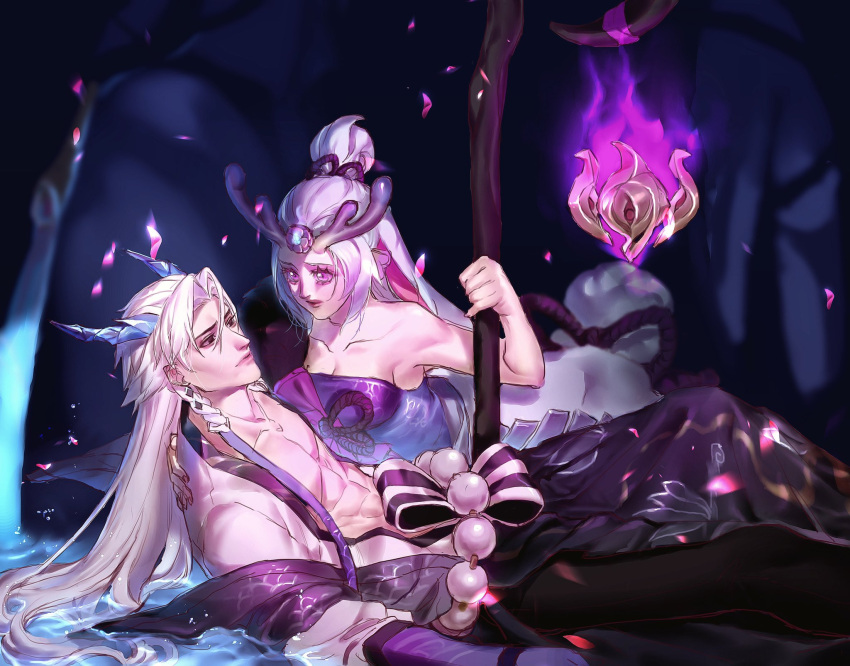 1boy, 1girl, blue_eyes, ddlggoddadda, highres, league_of_legends, lillia_(league_of_legends), long_hair