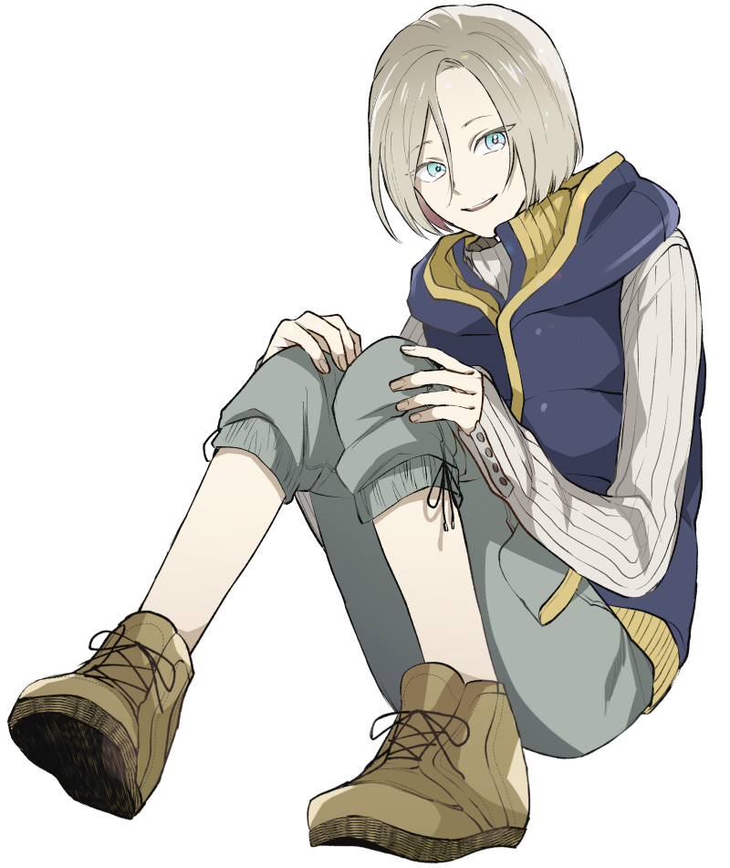 1103torenia, 1boy, alex_(bustafellows), aqua_eyes, blonde_hair, boots, brown_footwear, bustafellows