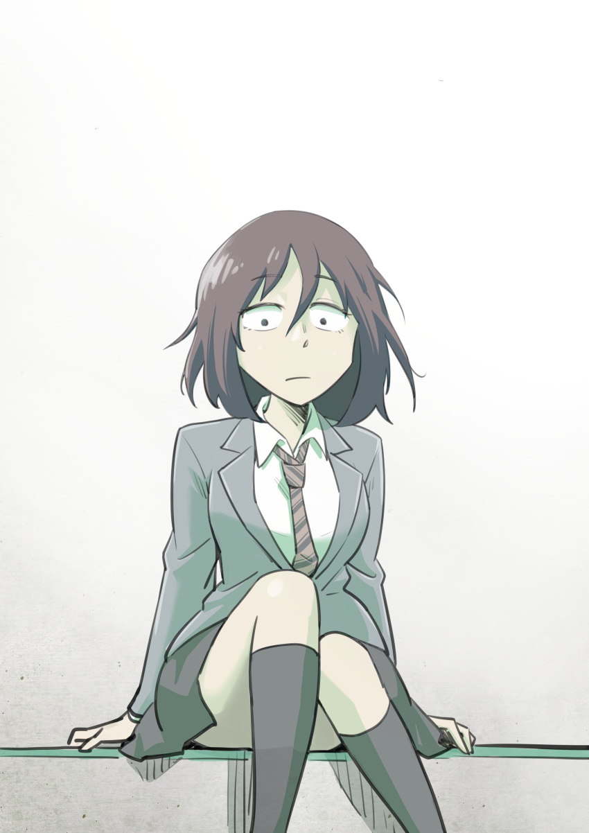 1girl, absurdres, asai_akira, black_hair, constricted_pupils, hair_between_eyes, highres, kneehighs