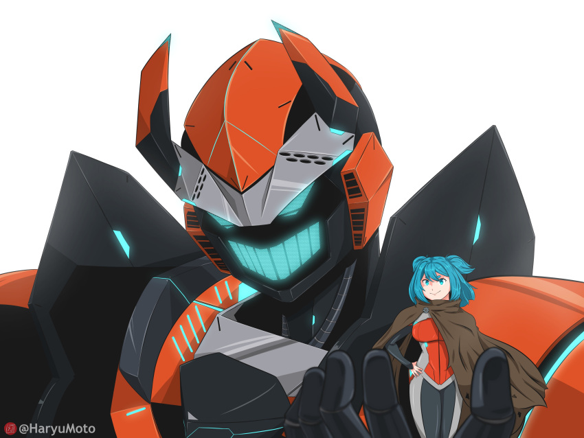 absurdres, aria_rin, blue_eyes, blue_hair, breasts, highres, indie_virtual_youtuber, mecha