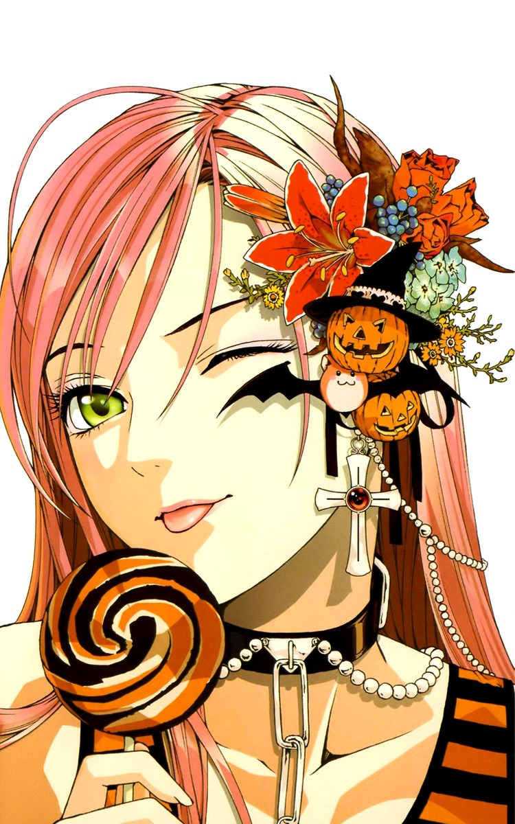 :p, akashiya_moka, bat, beads, candy, chain, choker, cross