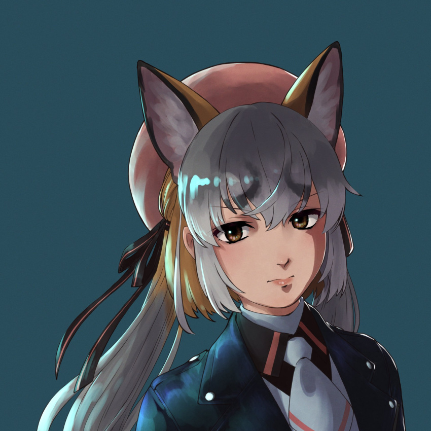 animal_ears, aoi_suzu_(kurone), blazer, gloves, hat, highres, island_fox_(kemono_friends), jacket