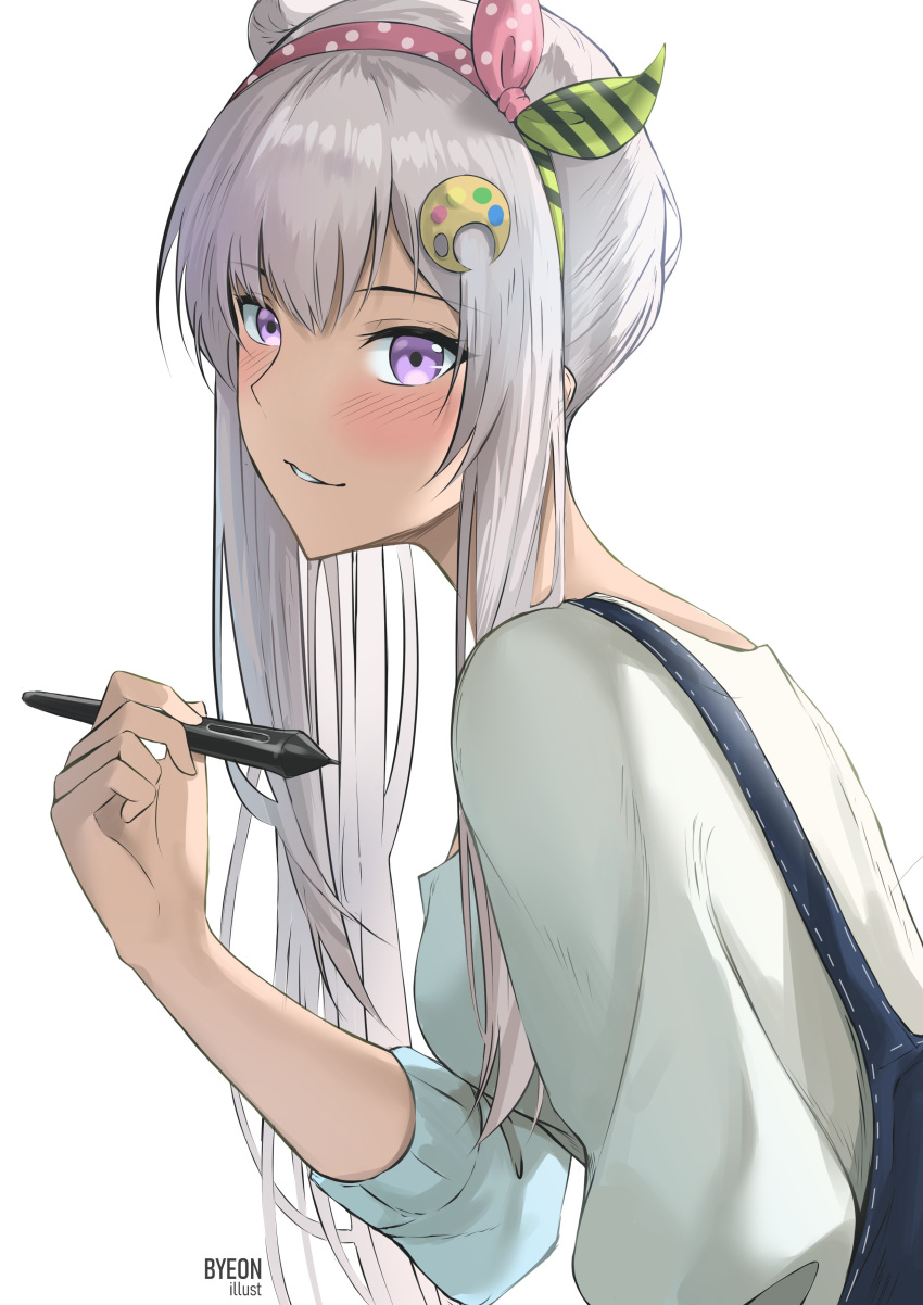 1girl, absurdres, airani_iofifteen, area_15, bangs, blush, byeon, hair_ornament