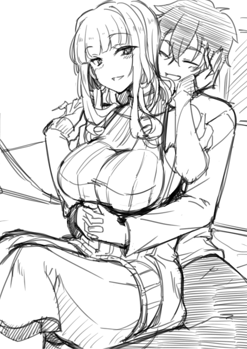 bangs, black_hair, blush, breasts, carmilla_(fate), couple, fate/grand_order, fate_(series)