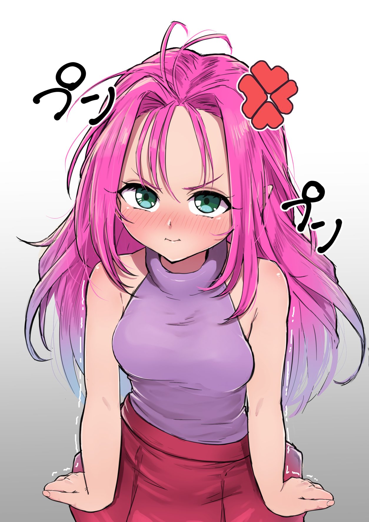 1girl, bare_shoulders, blush, breasts, closed_mouth, green_eyes, highres, long_hair